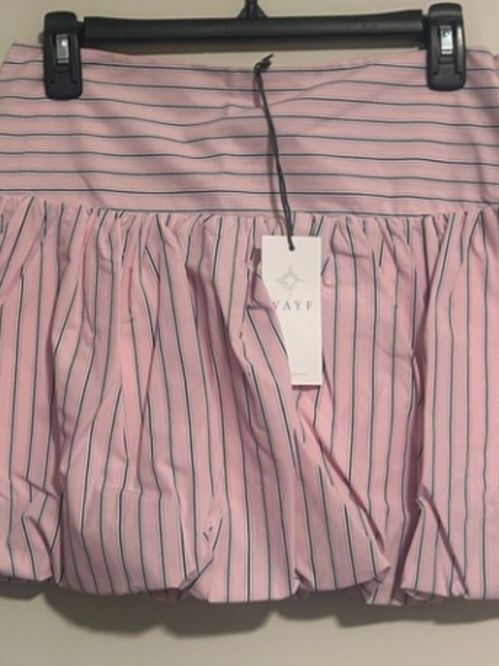 NWT WAYF Lucky Bubble Hem Mini Pink Striped Skirt - Picture 7 of 7